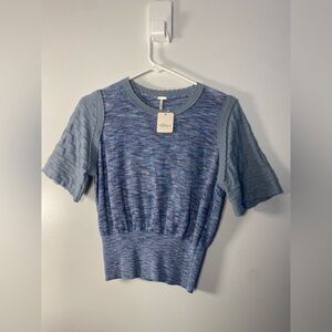 Brand new with tags! Free People Multitone Blue Short Sleeve Top